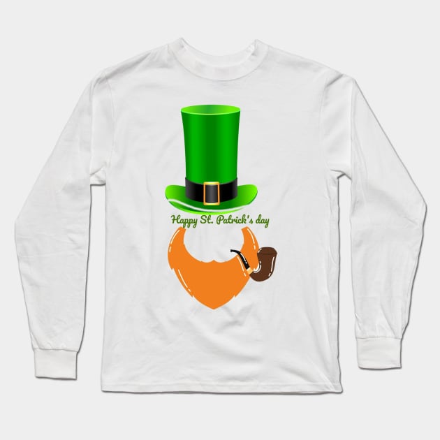 Brown beard st. Patricks day Long Sleeve T-Shirt by Mony Shop